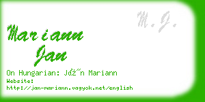 mariann jan business card